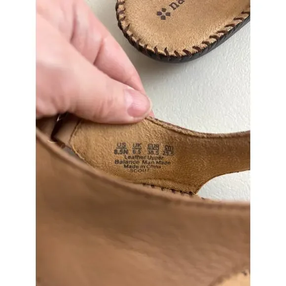Naturalizer Scout Tan Leather Slingback Sandals 8.5N Narrow Comfort Shoes - Picture 6 of 6
